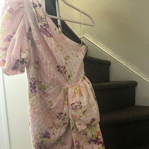 Elliatt Pink Floral One-Shoulder Dress